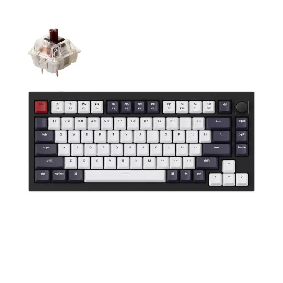 Keychron-Q1-QMK-VIA-custom-mechanical-keyboard-rotarty-encoder-knob-version-with-double-gasket-design-screw-in-pcb-stabilizer-and-hot-swappable-south-facing-rgb-black-frame-Gateron-G-Pro-switch-brown