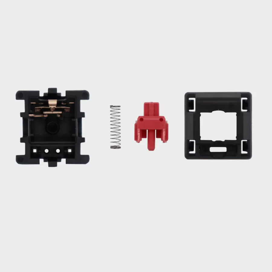 The inside of a cherry mx silent red mechanical keyboard switch