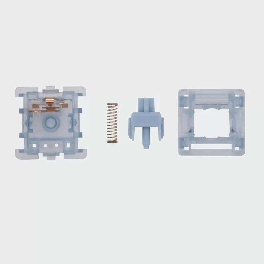 The inside of an cerulean mechanical keyboard switch