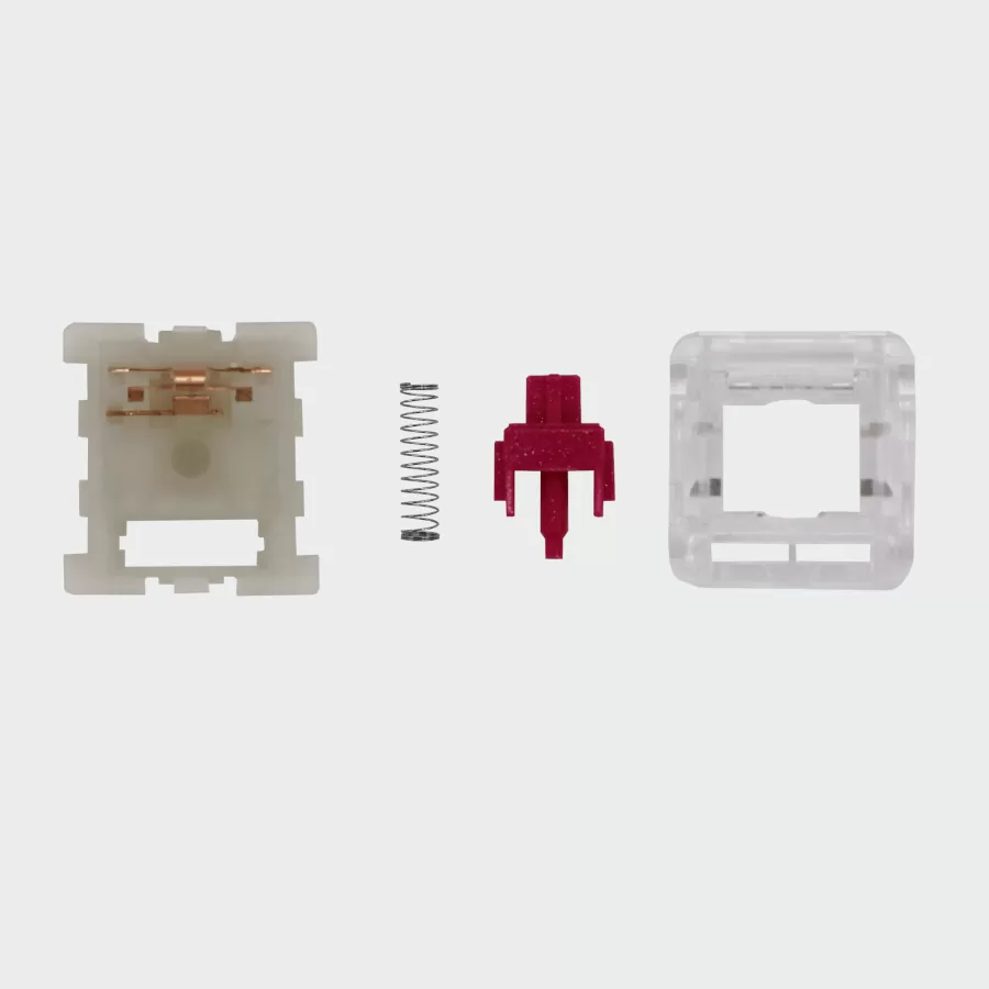 The inside of a ktt wine red mechanical keyboard switch