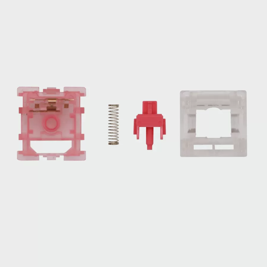 The inside of a ktt strawberry mechanical keyboard switch